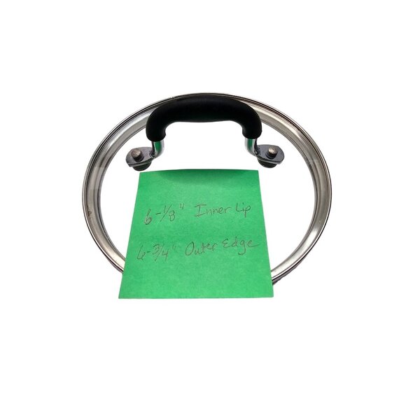 Glass Lid With Handle For Pots & Pans 6-1/8" Inner Lip 6-3/4" Outer Edge - Picture 2 of 6